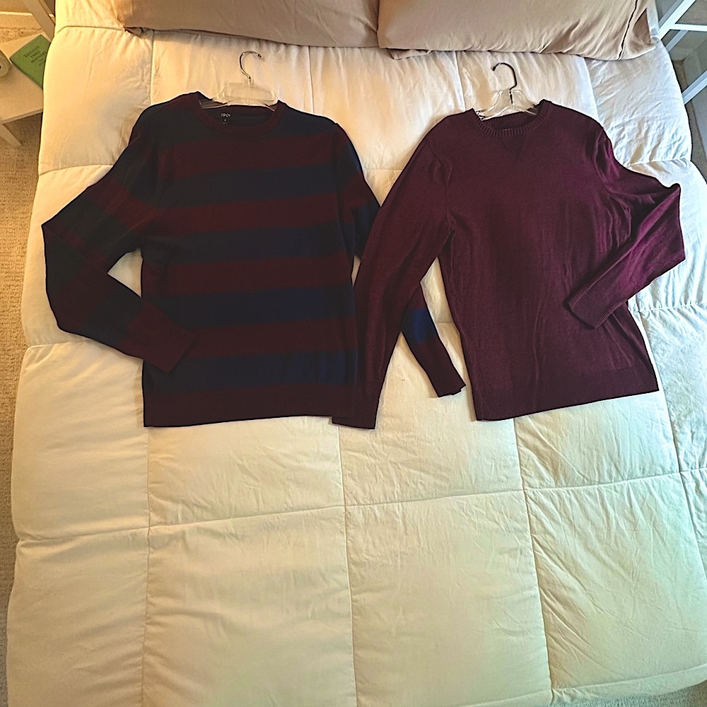 Two for one! 1901 Burgundy & Navy Crewneck Sweaters Cotton & Wool blend πππΌ - Picture 7 of 7